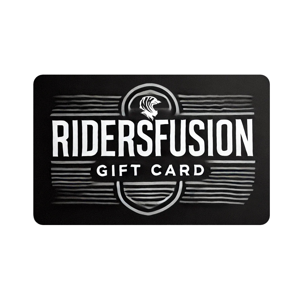 RIDERSFUSION Geschenkgutschein, schwarze Gift Card mit Logo auf weißem Hintergrund